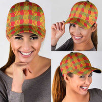 Aloha Hawaii Ilima Maile Lei Classic Cap Palaka Inspired Hawaiian-plaid Red