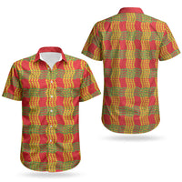 Aloha Hawaii Ilima Maile Lei Couples Matching Off Shoulder Short Dress and Hawaiian Shirt Palaka Inspired Hawaiian-plaid Red