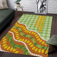 Hawaii Leis Palaka Motifs Area Rug Pikake Pakalana Maile Ilima Kakau Style
