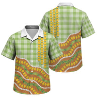 Hawaii Leis Palaka Motifs Family Matching Off The Shoulder Long Sleeve Dress and Hawaiian Shirt Pikake Pakalana Maile Ilima Kakau Style