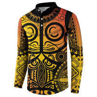Marquesas Islands Button Sweatshirt Marquesan Tattoo Yellow Gradient - Polynesian Pride