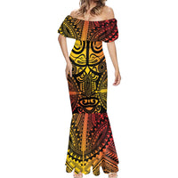 Marquesas Islands Mermaid Dress Marquesan Tattoo Yellow Gradient - Polynesian Pride