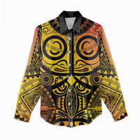 Marquesas Islands Women Casual Shirt Marquesan Tattoo Yellow Gradient - Polynesian Pride