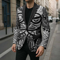 Marquesas Islands Blazer Marquesan Tattoo Black White Color - Polynesian Pride
