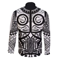 Marquesas Islands Family Matching Off The Shoulder Long Sleeve Dress and Hawaiian Shirt Marquesan Tattoo Black White Color - Polynesian Pride
