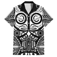 Marquesas Islands Family Matching Off Shoulder Maxi Dress and Hawaiian Shirt Marquesan Tattoo Black White Color - Polynesian Pride