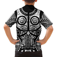 Marquesas Islands Family Matching Puletasi and Hawaiian Shirt Marquesan Tattoo Black White Color - Polynesian Pride
