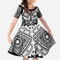 Marquesas Islands Family Matching Puletasi and Hawaiian Shirt Marquesan Tattoo Black White Color - Polynesian Pride
