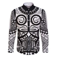 Marquesas Islands Family Matching Short Sleeve Bodycon Dress and Hawaiian Shirt Marquesan Tattoo Black White Color - Polynesian Pride