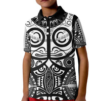 Marquesas Islands Kid Polo Shirt Marquesan Tattoo Black White Color - Polynesian Pride
