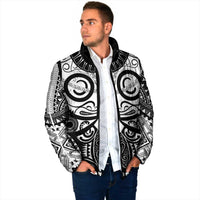 Marquesas Islands Padded Jacket Marquesan Tattoo Black White Color - Polynesian Pride