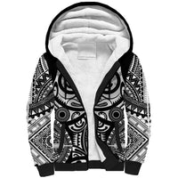 Marquesas Islands Sherpa Hoodie Marquesan Tattoo Black White Color - Polynesian Pride
