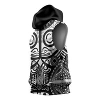 Marquesas Islands Sleeveless Hoodie Marquesan Tattoo Black White Color - Polynesian Pride