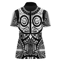 Marquesas Islands Women Polo Shirt Marquesan Tattoo Black White Color - Polynesian Pride