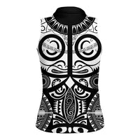 Marquesas Islands Women Sleeveless Polo Shirt Marquesan Tattoo Black White Color - Polynesian Pride