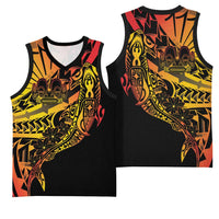 Gradient Marquesas Islands Basketball Jersey Marquesan Matatiki Hammerhead Shark Patutiki - Polynesian Pride