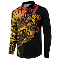 Gradient Marquesas Islands Button Sweatshirt Marquesan Matatiki Hammerhead Shark Patutiki - Polynesian Pride