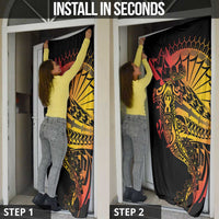 Gradient Marquesas Islands Door Cover Marquesan Matatiki Hammerhead Shark Patutiki - Polynesian Pride