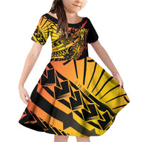 Gradient Marquesas Islands Family Matching Off Shoulder Short Dress and Hawaiian Shirt Marquesan Matatiki Hammerhead Shark Patutiki - Polynesian Pride