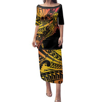 Gradient Marquesas Islands Family Matching Puletasi and Hawaiian Shirt Marquesan Matatiki Hammerhead Shark Patutiki - Polynesian Pride