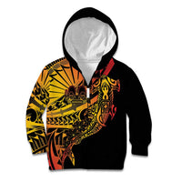 Gradient Marquesas Islands Kid Hoodie Marquesan Matatiki Hammerhead Shark Patutiki LT14 Zip Hoodie Yellow - Polynesian Pride