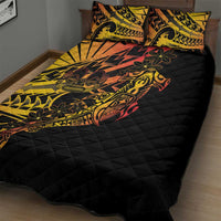 Gradient Marquesas Islands Quilt Bed Set Marquesan Matatiki Hammerhead Shark Patutiki - Polynesian Pride