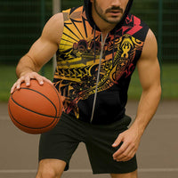 Gradient Marquesas Islands Sleeveless Zip Hoodie Marquesan Matatiki Hammerhead Shark Patutiki - Polynesian Pride