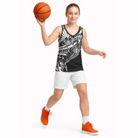 Black White Marquesas Islands Basketball Jersey Marquesan Matatiki Hammerhead Shark Patutiki - Polynesian Pride