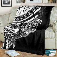 Black White Marquesas Islands Blanket Marquesan Matatiki Hammerhead Shark Patutiki - Polynesian Pride