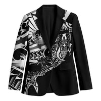 Black White Marquesas Islands Blazer Marquesan Matatiki Hammerhead Shark Patutiki - Polynesian Pride