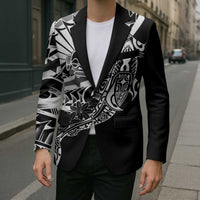 Black White Marquesas Islands Blazer Marquesan Matatiki Hammerhead Shark Patutiki - Polynesian Pride