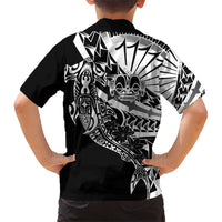 Black White Marquesas Islands Hawaiian Shirt Marquesan Matatiki Hammerhead Shark Patutiki - Polynesian Pride
