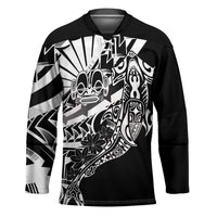 Black White Marquesas Islands Hockey Jersey Marquesan Matatiki Hammerhead Shark Patutiki - Polynesian Pride