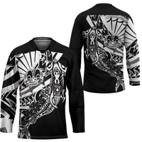 Black White Marquesas Islands Hockey Jersey Marquesan Matatiki Hammerhead Shark Patutiki - Polynesian Pride