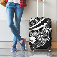 Black White Marquesas Islands Luggage Cover Marquesan Matatiki Hammerhead Shark Patutiki - Polynesian Pride
