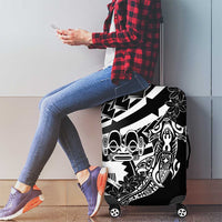 Black White Marquesas Islands Luggage Cover Marquesan Matatiki Hammerhead Shark Patutiki - Polynesian Pride