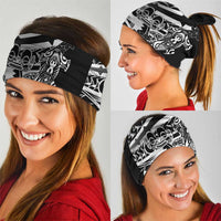 Black White Marquesas Islands Neck Gaiter Marquesan Matatiki Hammerhead Shark Patutiki - Polynesian Pride