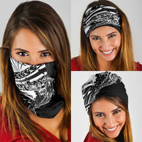 Black White Marquesas Islands Neck Gaiter Marquesan Matatiki Hammerhead Shark Patutiki - Polynesian Pride