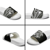Black White Marquesas Islands Slide Sandals Marquesan Matatiki Hammerhead Shark Patutiki - Polynesian Pride