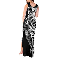 Black White Marquesas Islands Tank Maxi Dress Marquesan Matatiki Hammerhead Shark Patutiki - Polynesian Pride