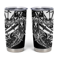 Black White Marquesas Islands Tumbler Cup Marquesan Matatiki Hammerhead Shark Patutiki - Polynesian Pride