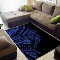 Blue Marquesas Islands Area Rug Marquesan Matatiki Hammerhead Shark Patutiki - Polynesian Pride