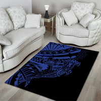 Blue Marquesas Islands Area Rug Marquesan Matatiki Hammerhead Shark Patutiki - Polynesian Pride