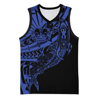 Blue Marquesas Islands Basketball Jersey Marquesan Matatiki Hammerhead Shark Patutiki - Polynesian Pride