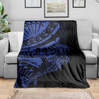 Blue Marquesas Islands Blanket Marquesan Matatiki Hammerhead Shark Patutiki - Polynesian Pride