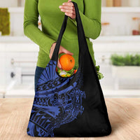 Blue Marquesas Islands Grocery Bag Marquesan Matatiki Hammerhead Shark Patutiki - Polynesian Pride