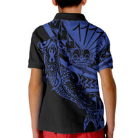 Blue Marquesas Islands Kid Polo Shirt Marquesan Matatiki Hammerhead Shark Patutiki - Polynesian Pride