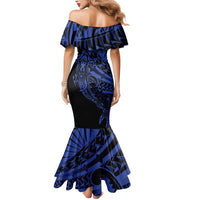 Blue Marquesas Islands Mermaid Dress Marquesan Matatiki Hammerhead Shark Patutiki - Polynesian Pride