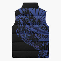 Blue Marquesas Islands Sleeveless Puffer Jacket Marquesan Matatiki Hammerhead Shark Patutiki - Polynesian Pride