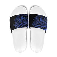 Blue Marquesas Islands Slide Sandals Marquesan Matatiki Hammerhead Shark Patutiki - Polynesian Pride